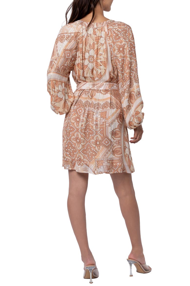 Sonia Metallic Long Sleeve Minidress, Alternate, color, TAUPE MULTI