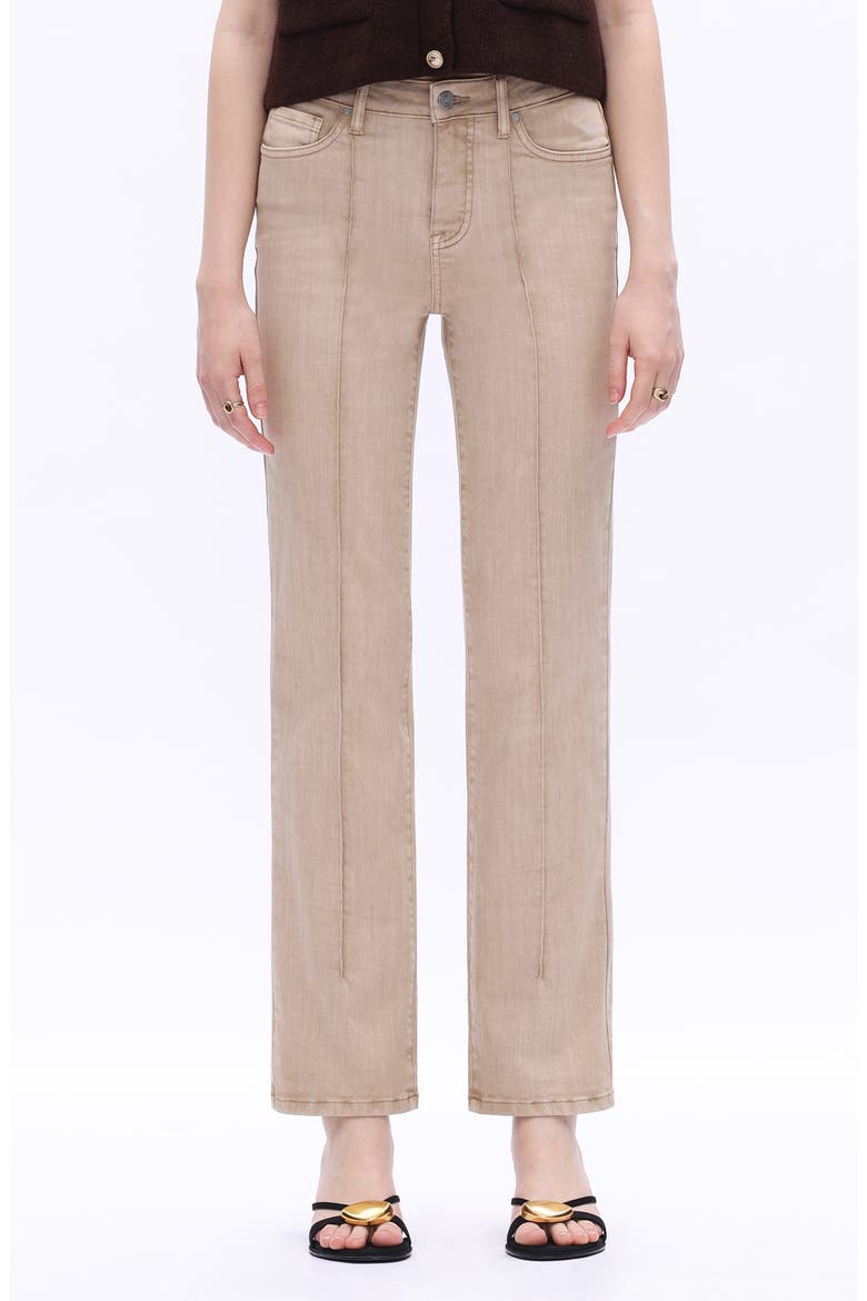 Seamed High Waist Straight Leg Jeans, Main, color, KHAKI