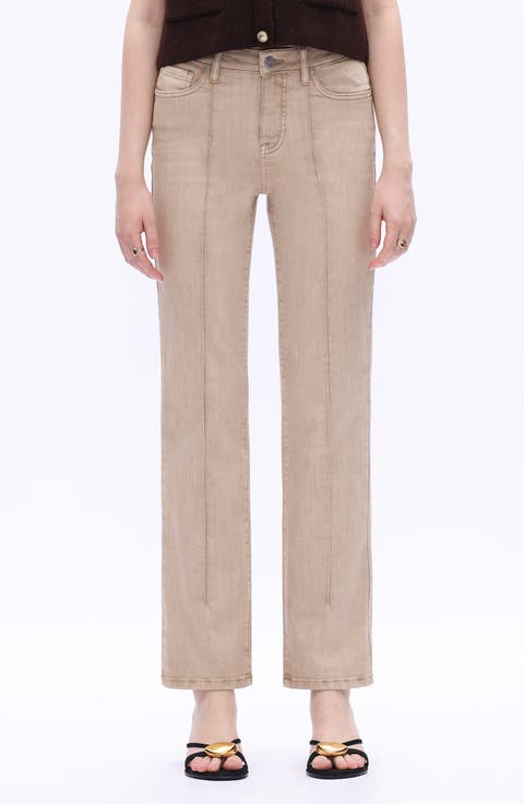 Seamed High Waist Straight Leg Jeans