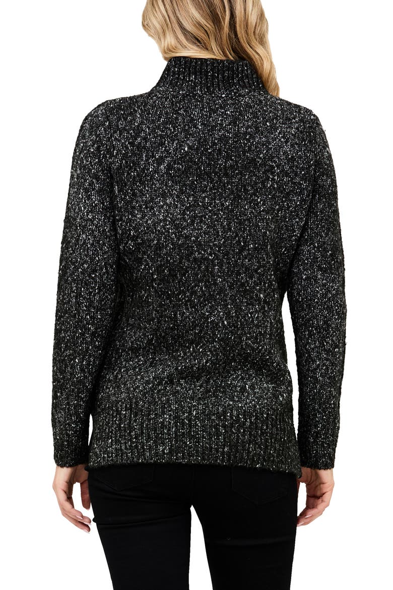 Cable Knit Mock Neck Maternity/Nursing Sweater, Alternate, color, BLACK