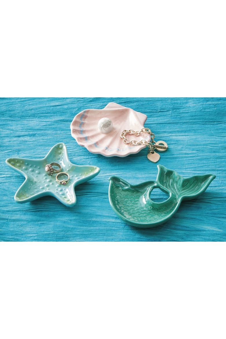 Starfish Earthenware Trinket Dish Decorative Box Multi 5.5 x 5.38 x 0.75 in, Alternate, color, Multicolored