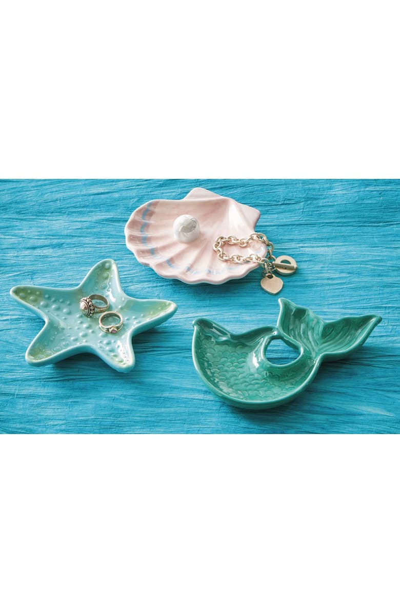 tag Mermaid Tail Earthenware Trinket Dish Decorative Box Multi 6.5 x 5 x 0.75 in, Alternate, color, Multicolored