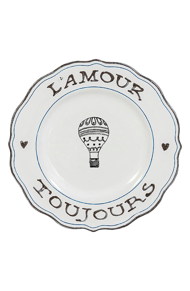 Juliska L'Amour Toujours 16-Piece Dinnerware Place Setting, Alternate, color, Whitewash/Black