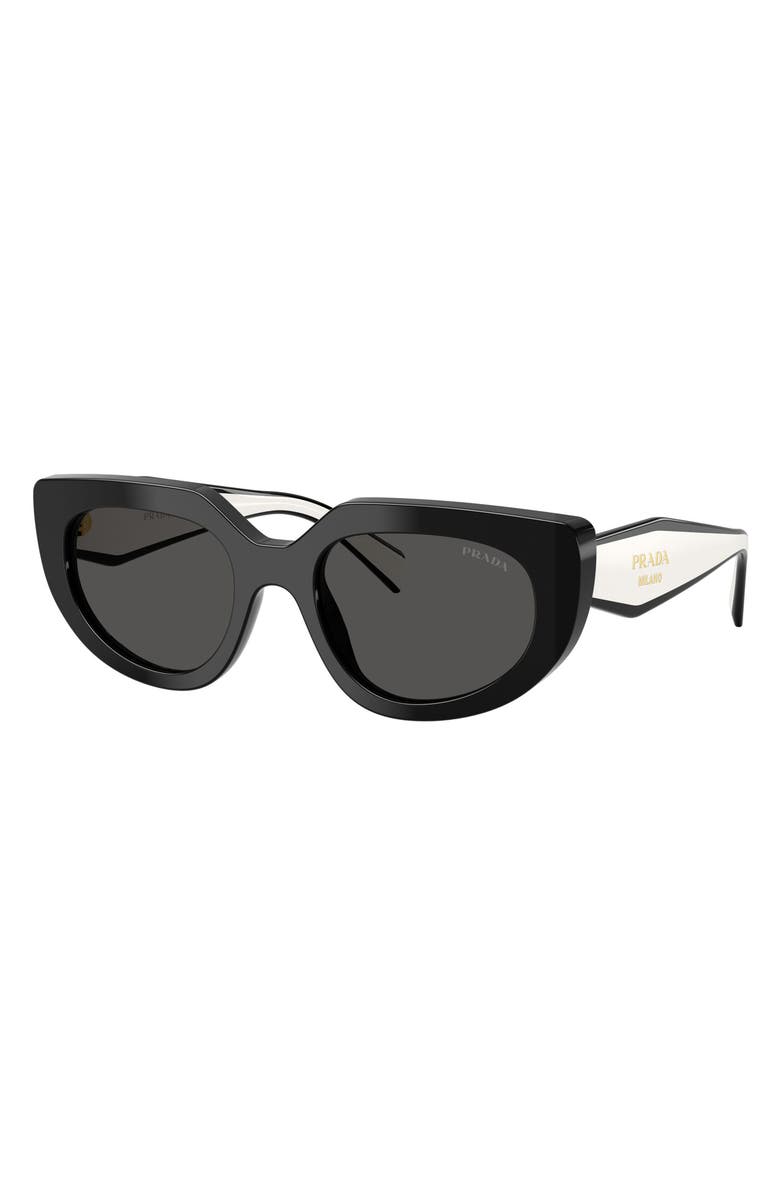 Prada 54mm Oval Sunglasses, Alternate, color, Black / Dark Grey