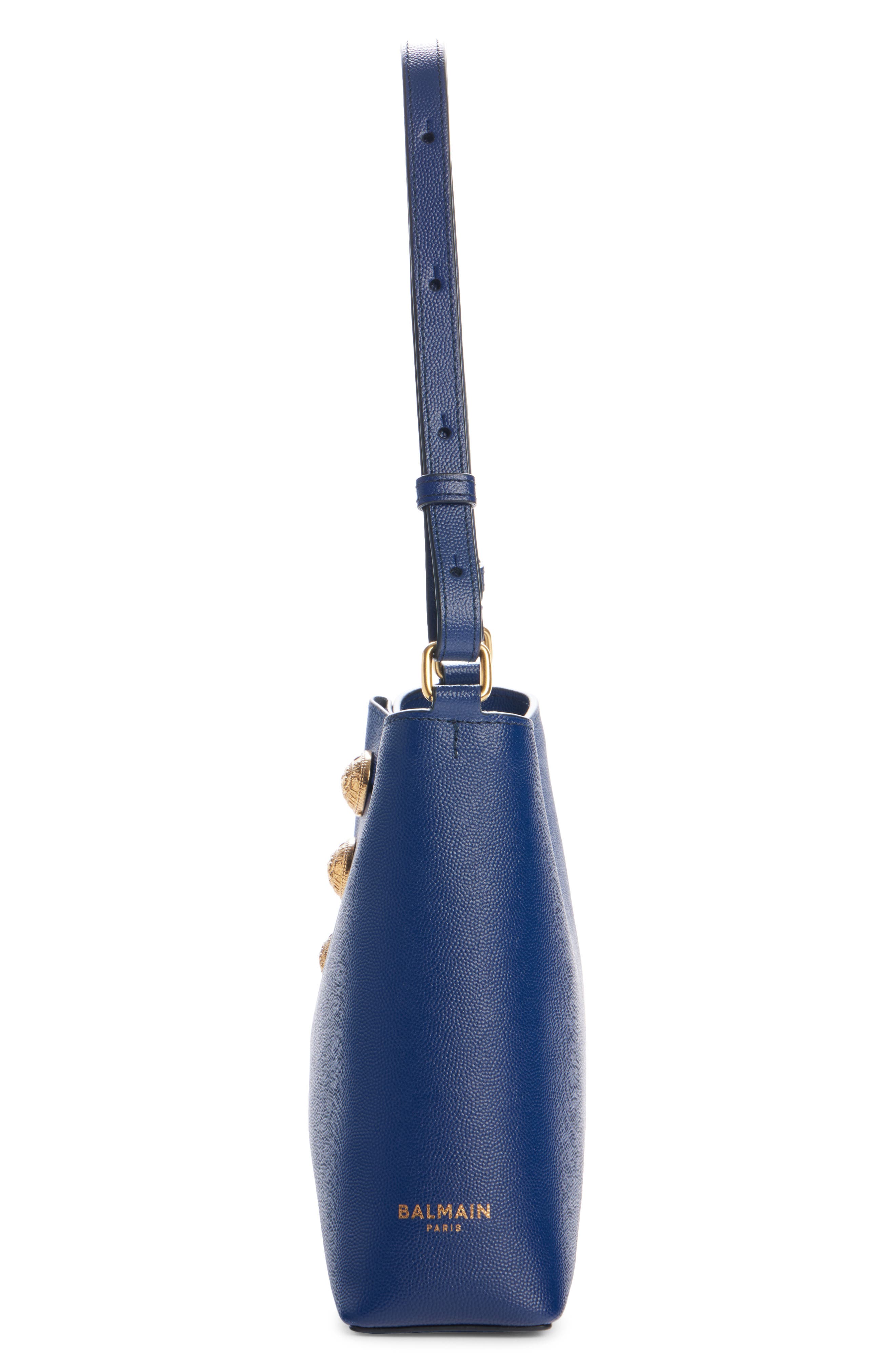 Balmain Embleme Leather Handbag, Alternate, color, 