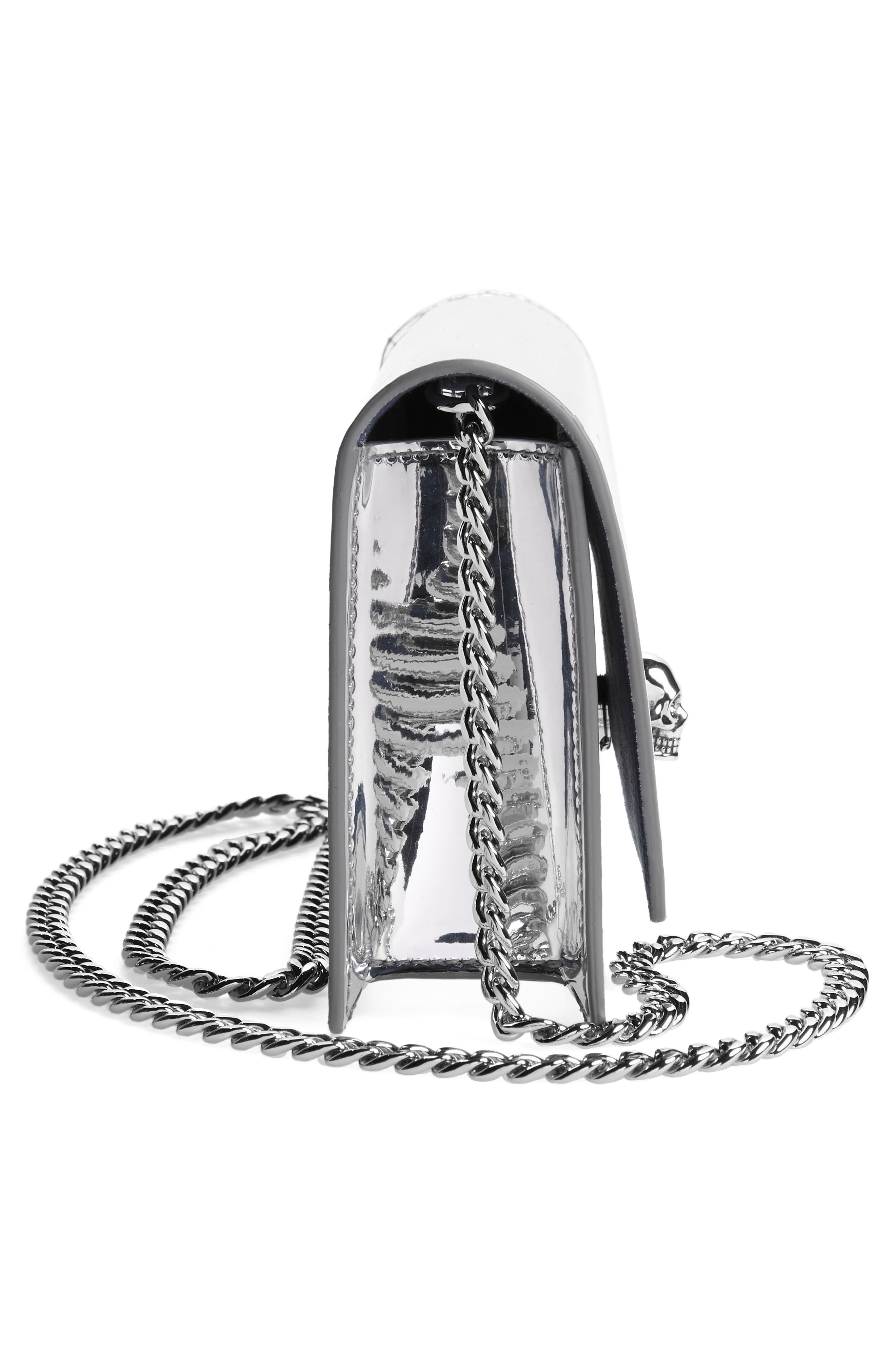 McQueen Small The Skull Metallic Crossbody Bag, Alternate, color, 