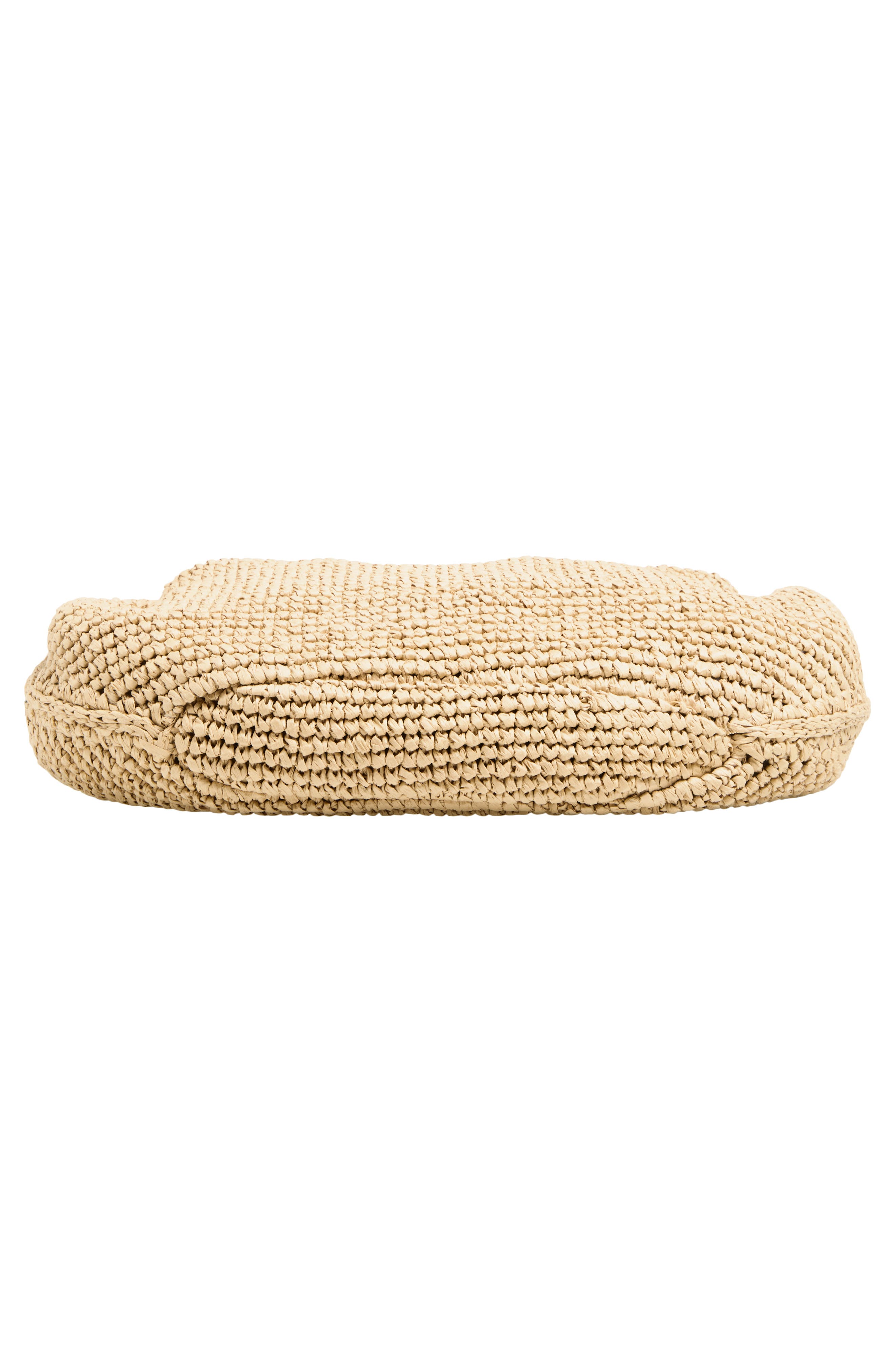 Madewell The Camren Gathered Shoulder Bag in Raffia, Alternate, color, True Black Multi