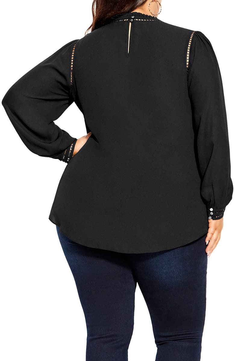 City Chic Kiss Me Quick Embroidered Inset Blouse, Alternate, color,