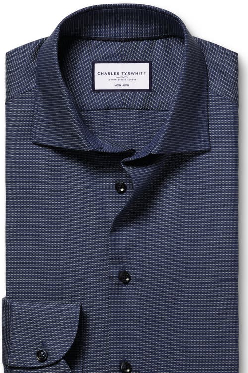 Charles Tyrwhitt Non-iron Stretch Texture Circle Shirt In Blue