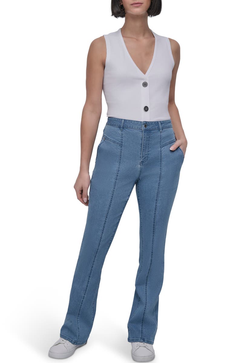 DKNY Seam Front Kick Flare Jeans, Alternate, color,