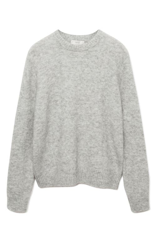 Mango Crewneck Knit Sweater In Grey