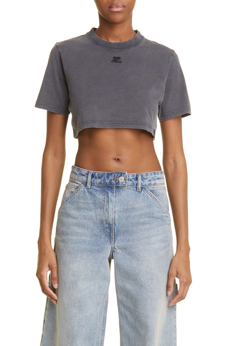 Courrèges Crop Jersey T-Shirt, Main, color, 