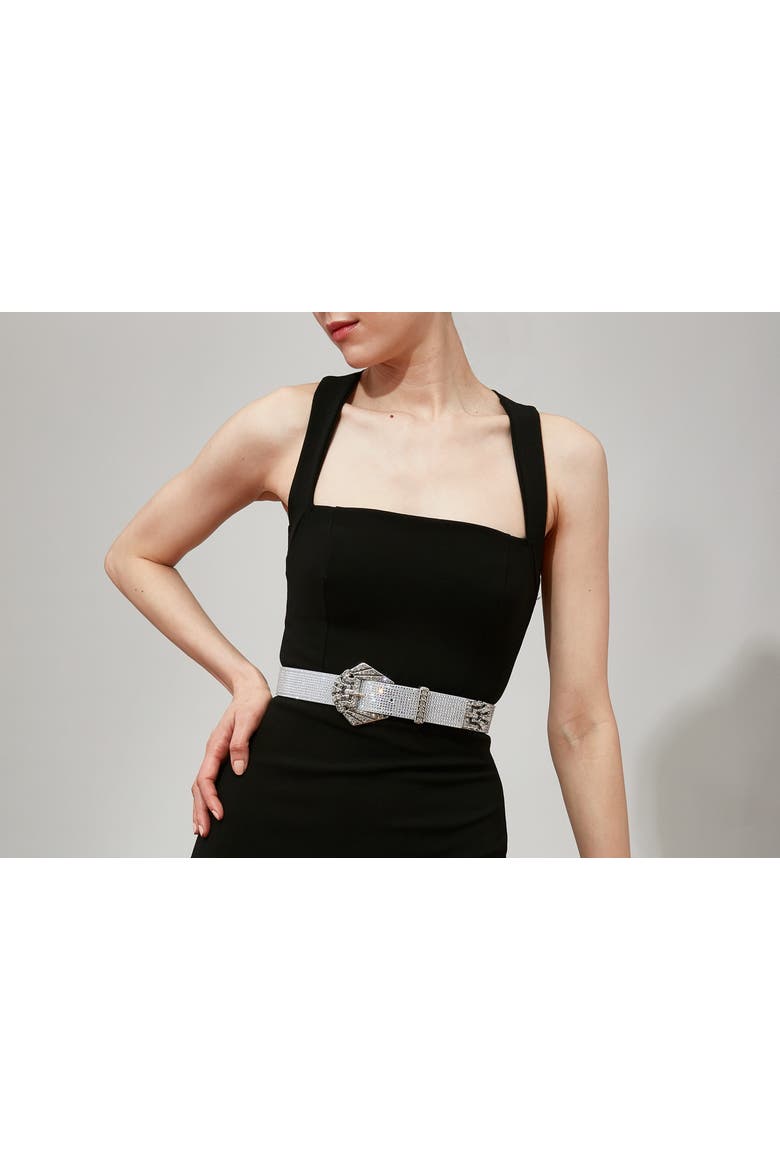Art Deco Chain Belt, Alternate, color, Silver Rhine