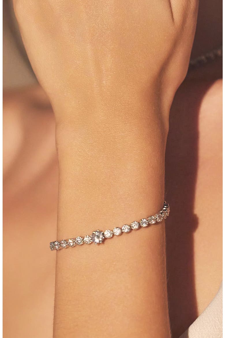 Celeste Tennis Bracelet Dainty Sparkle Trendy Statement Gift, Alternate, color, Silver