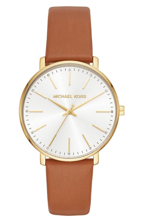 Michael Kors Pyper Leather Strap Watch, 38mm