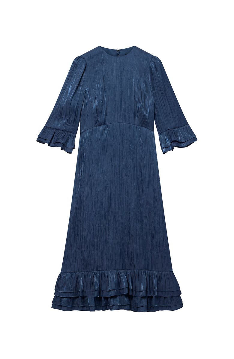 MINT VELVET Metallic Ruffled Midi Dress, Alternate, color, Navy