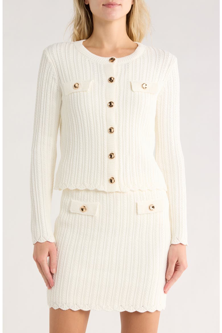 Cotton Pointelle Crop Cardigan, Main, color, IVORY