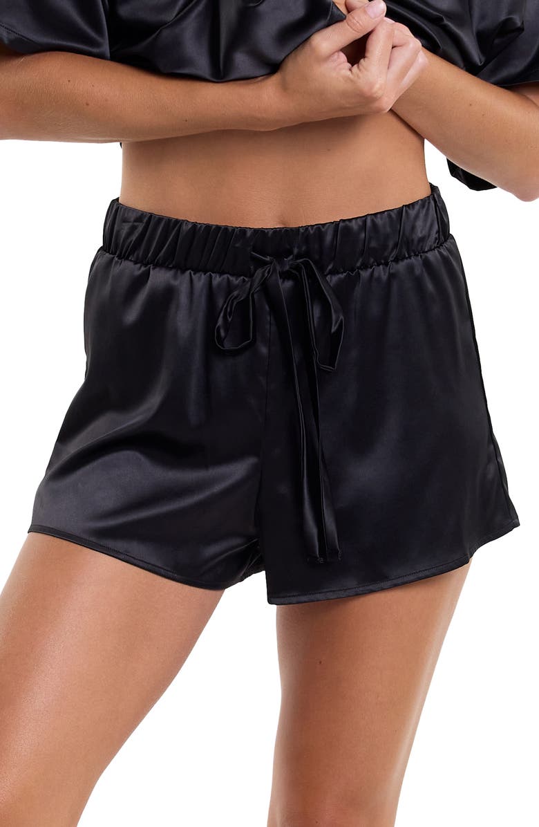 Hanky Panky Satin Pajama Shorts, Main, color, Black