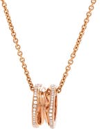 Pre-Owned Bvlgari B.Zero1 Open Design Legend Zaha Hadid Pendant Necklace 18K Rose Gold with Diamonds