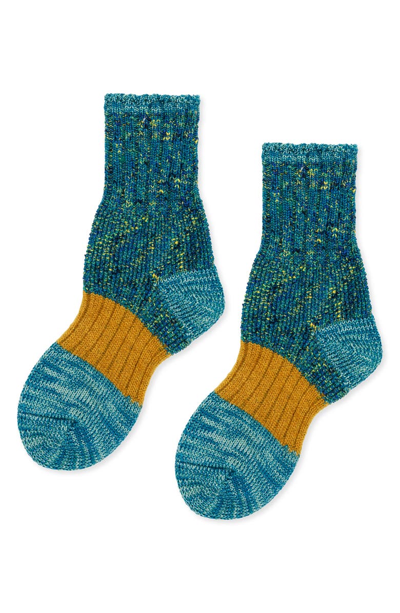 Hansel From Basel Pixie Dapple Cotton & Wool Blend Crew Socks, Main, color, Ocean