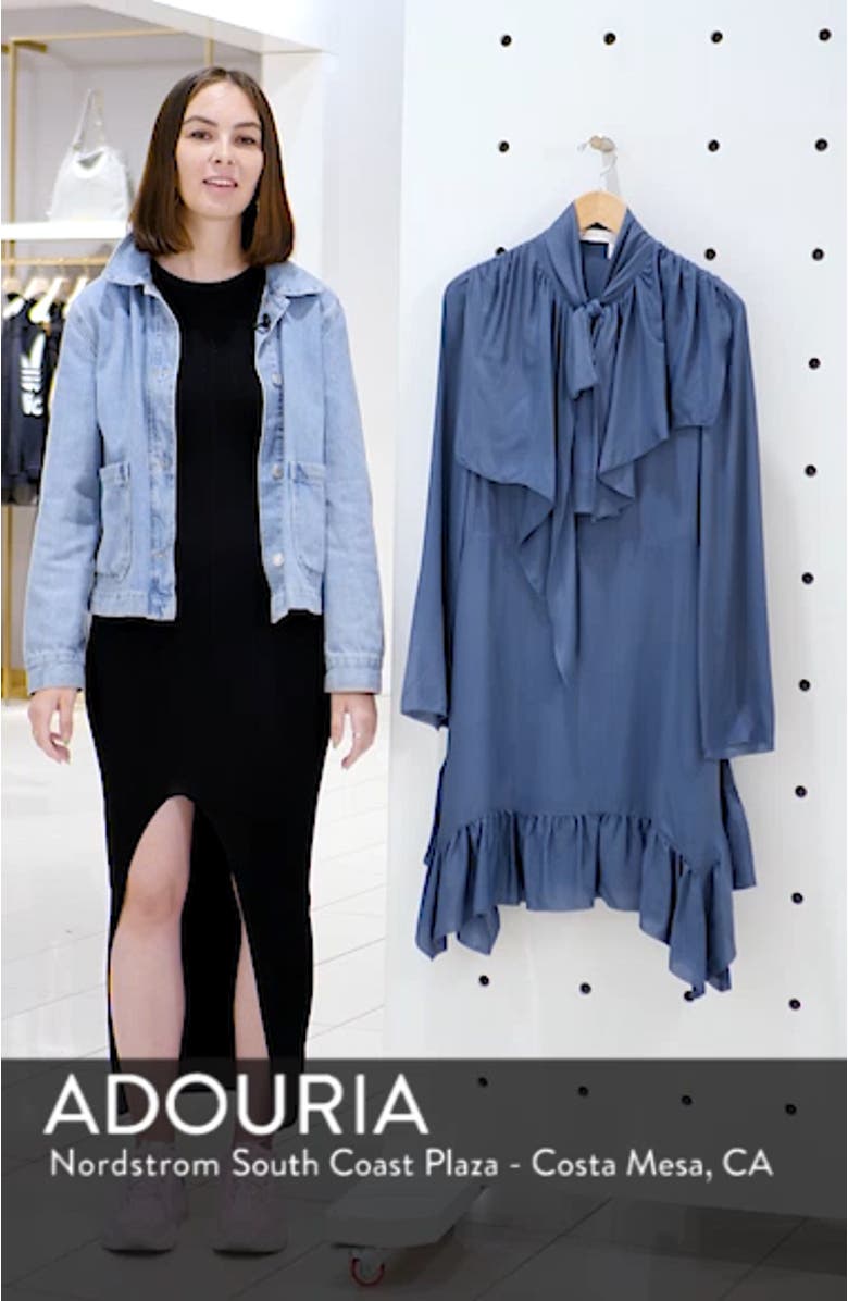 Tie Neck Ruffle Hem Dress, sales video thumbnail