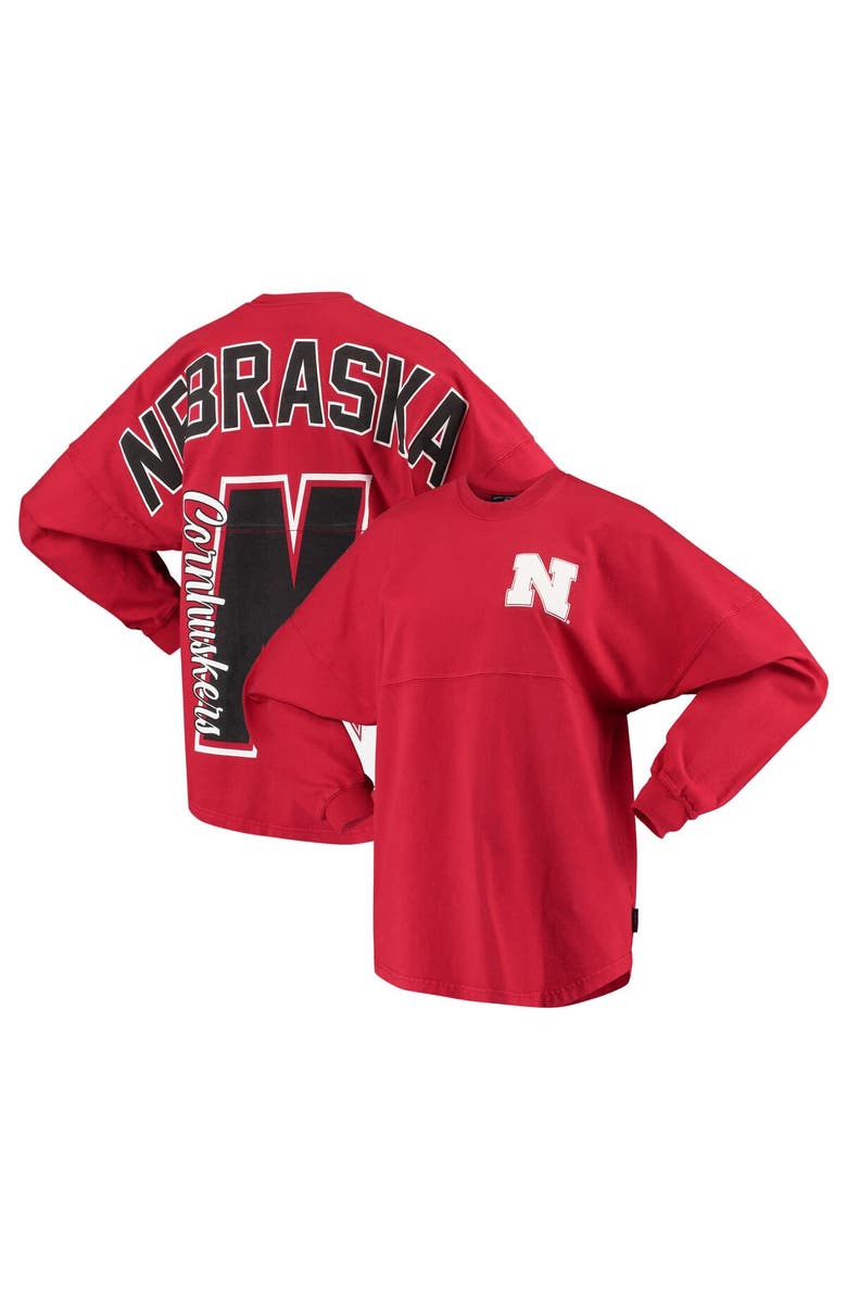 SPIRIT JERSEY Women's Scarlet Nebraska Huskers Loud n Proud Spirit Jersey T-Shirt, Main, color,