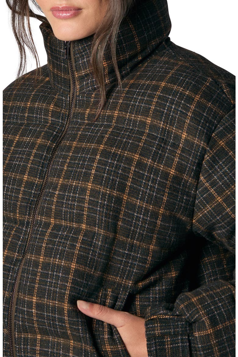 Bruna Plaid Wool Blend Puffer Jacket, Alternate, color, MOSS MULTI PLAID
