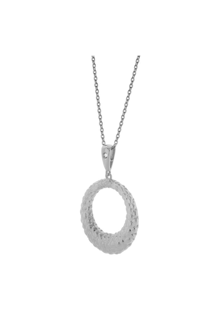 Miravel Sterling Silver 0.01 Ct Diamond Textured Circle Pendant Necklace, Alternate, color, 925 Sterling Silver