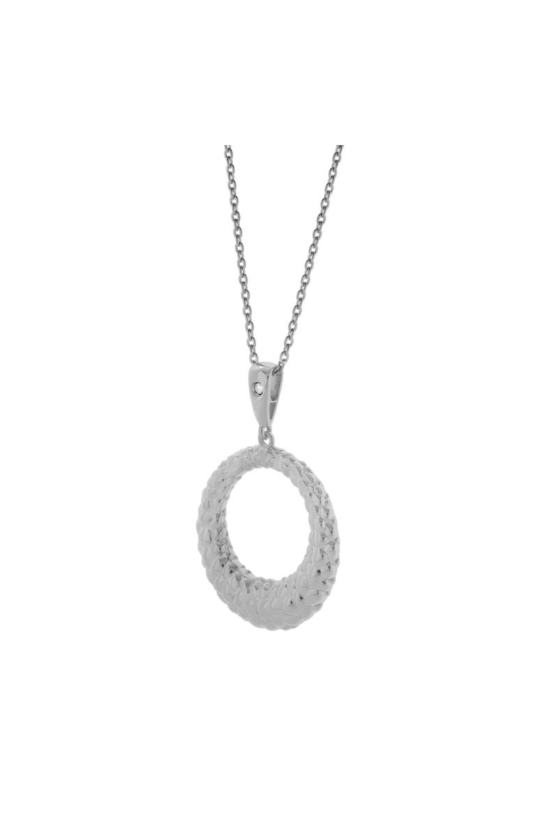 LuvMyJewelry Miravel Sterling Silver 0.01 Ct Diamond Textured Circle Pendant Necklace, Alternate, color, 925 Sterling Silver