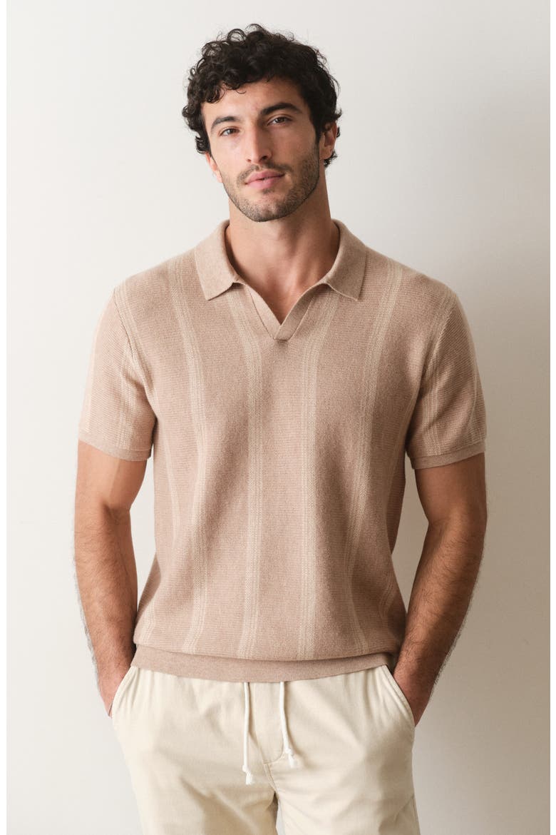 Liam Cotton Blend Polo Sweater, Alternate, color, DRIFTWOOD STRIPE