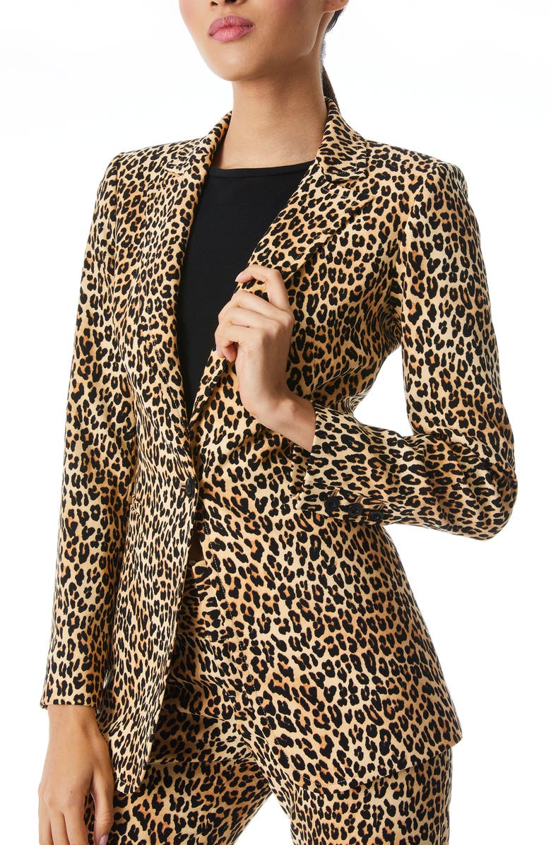 Alice + Olivia Breann Leopard Print Blazer, Main, color, 