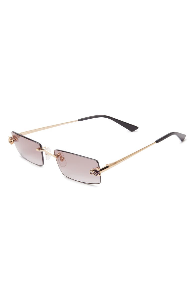 Cartier 55mm Rimless Rectangular Sunglasses, Alternate, color, Gold