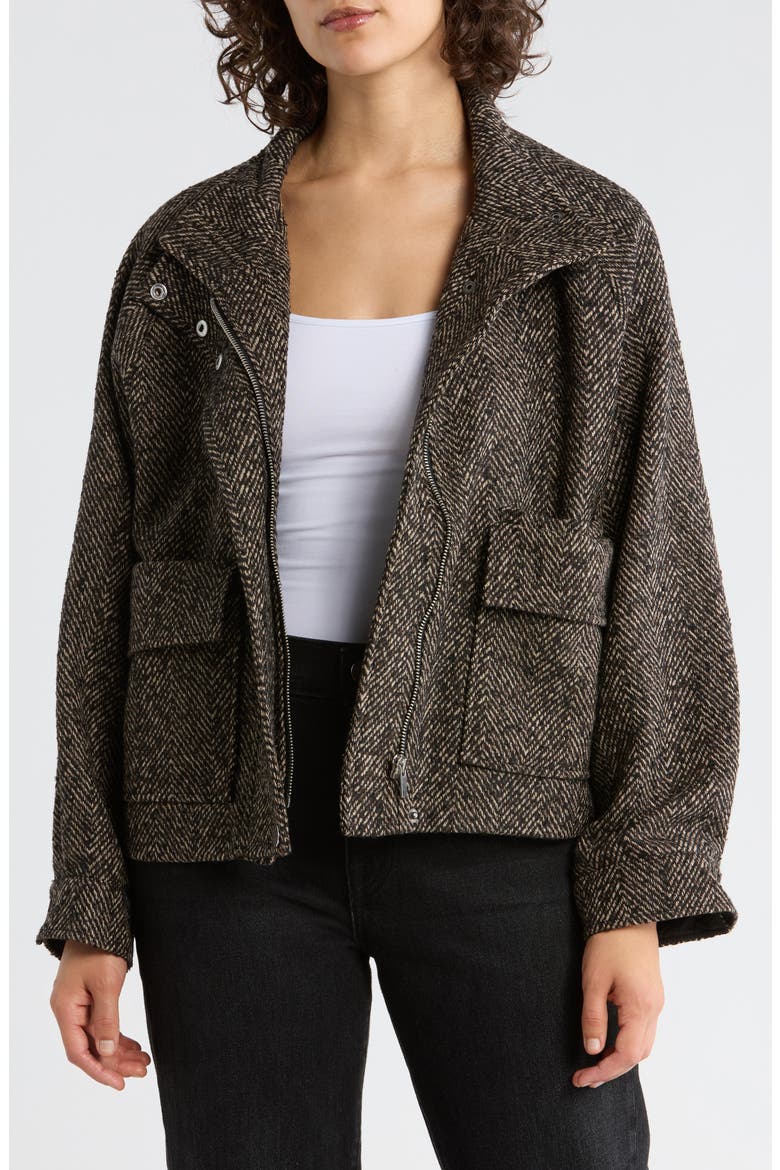 Herringbone Zip Jacket, Main, color, BWHM - BLACK WHEAT MULTI
