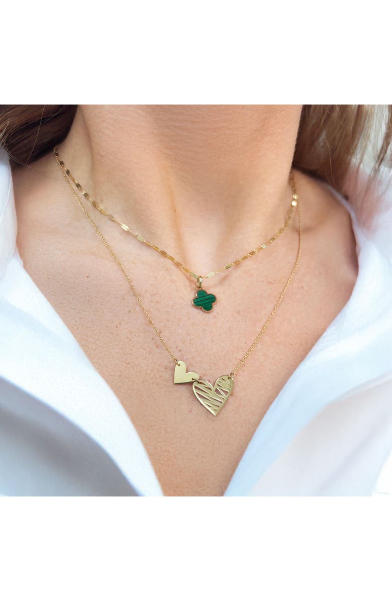 The Lovery Fine Jewelry Double Woven Heart Necklace, Alternate, color, Yellow Gold