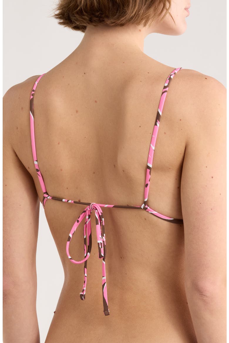 Floral Print Bikini Top, Alternate, color, BROWN/ PINK