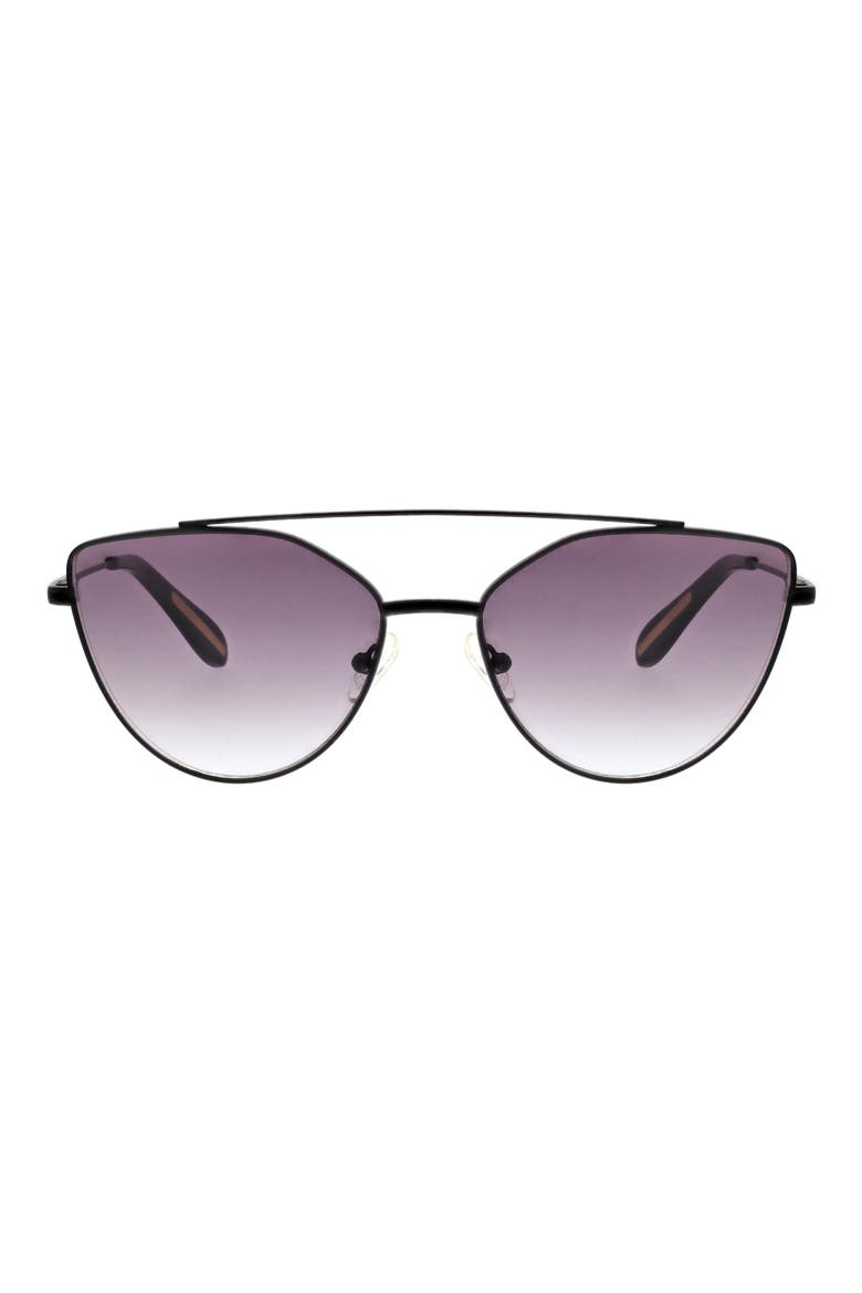 60mm Metal Browline Cat Eye Sunglasses, Main, color, MATTE BLACK