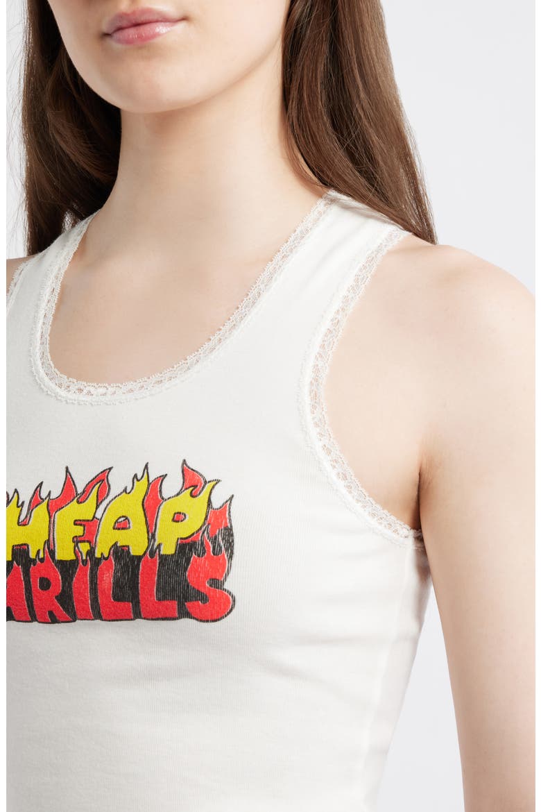Cheap Thrills Lace Trim Graphic Tank, Alternate, color, VINTAGE WHITE