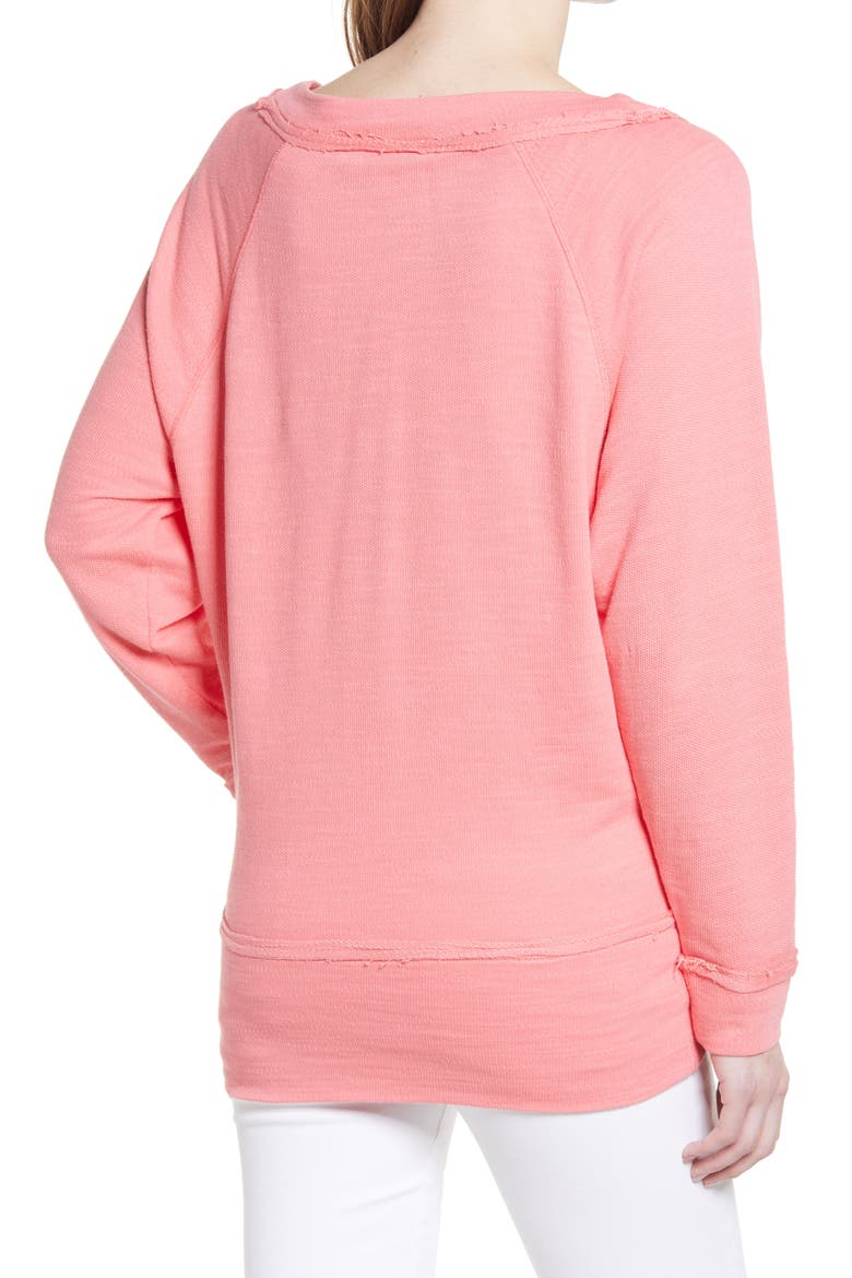 Dolman Sleeve Cotton Blend Pullover, Alternate, color, CORAL TEA ROSE