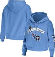 WEAR by Erin Andrews Women's WEAR by Erin Andrews Light Blue Tennessee Titans Modest Cropped Pullover Hoodie