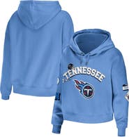 WEAR by Erin Andrews Women's WEAR by Erin Andrews Light Blue Tennessee Titans Modest Cropped Pullover Hoodie