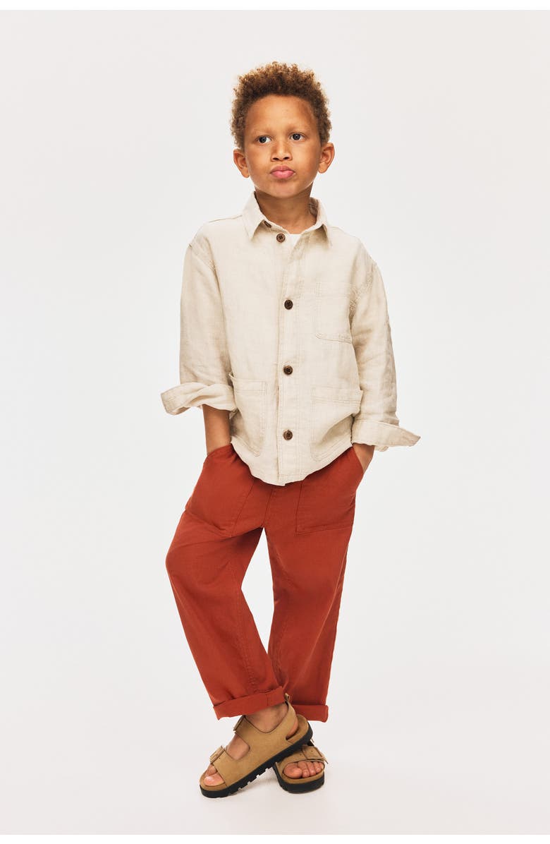 H&M Linen-blend pants, Main, color, Rust Red