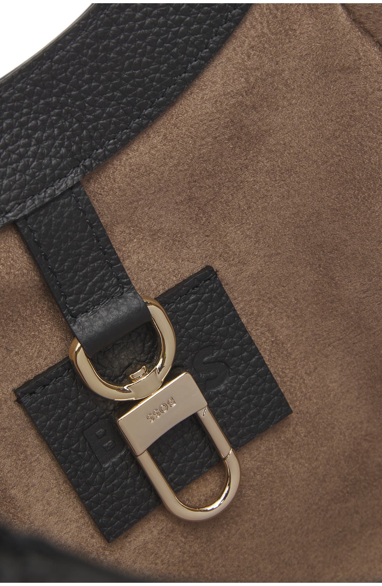 HUGO Small Lenah Leather Tote, Alternate, color, Black