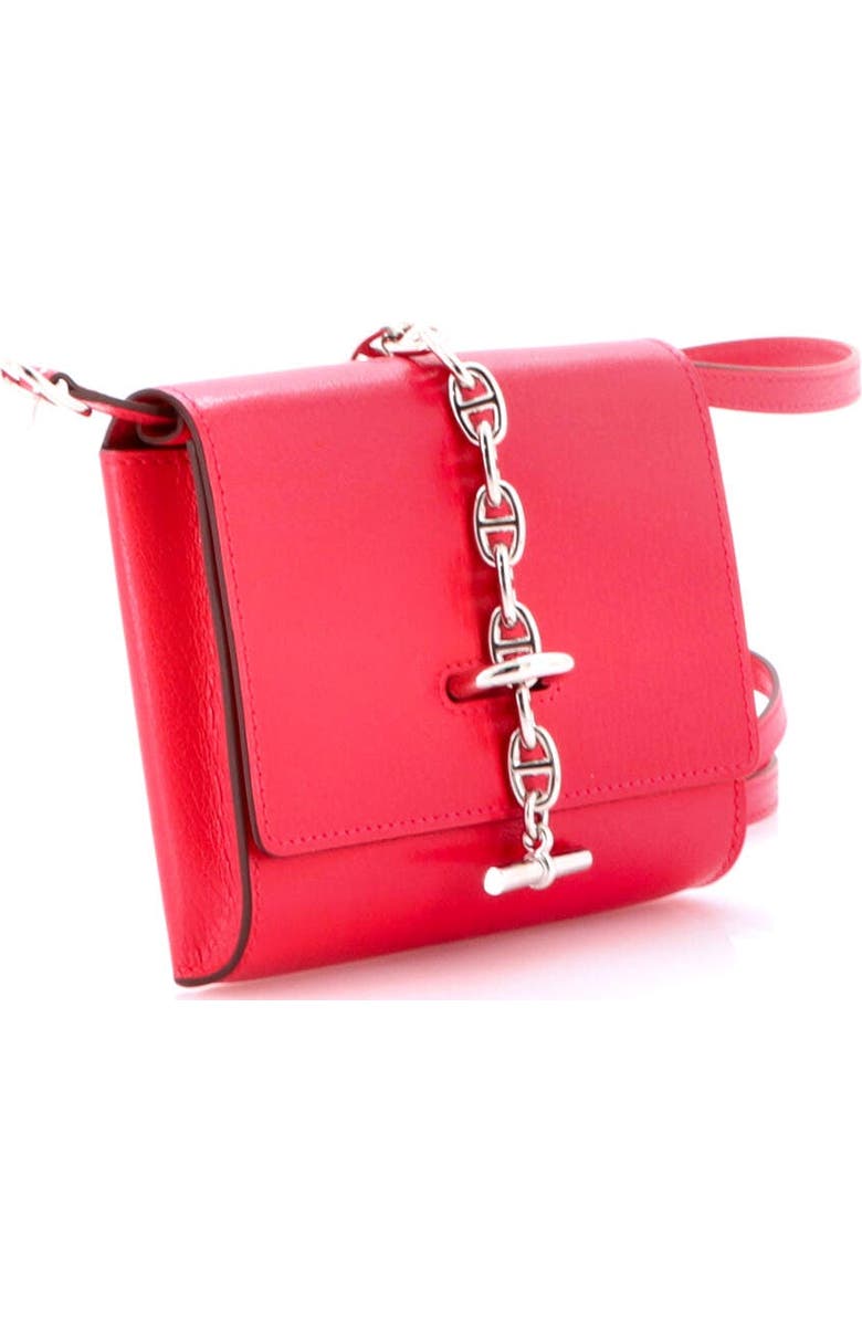 Pre-Owned Hermes Chaine d'Ancre Compact Wallet on Strap Chevre Chamkila, Alternate, color, Framboise