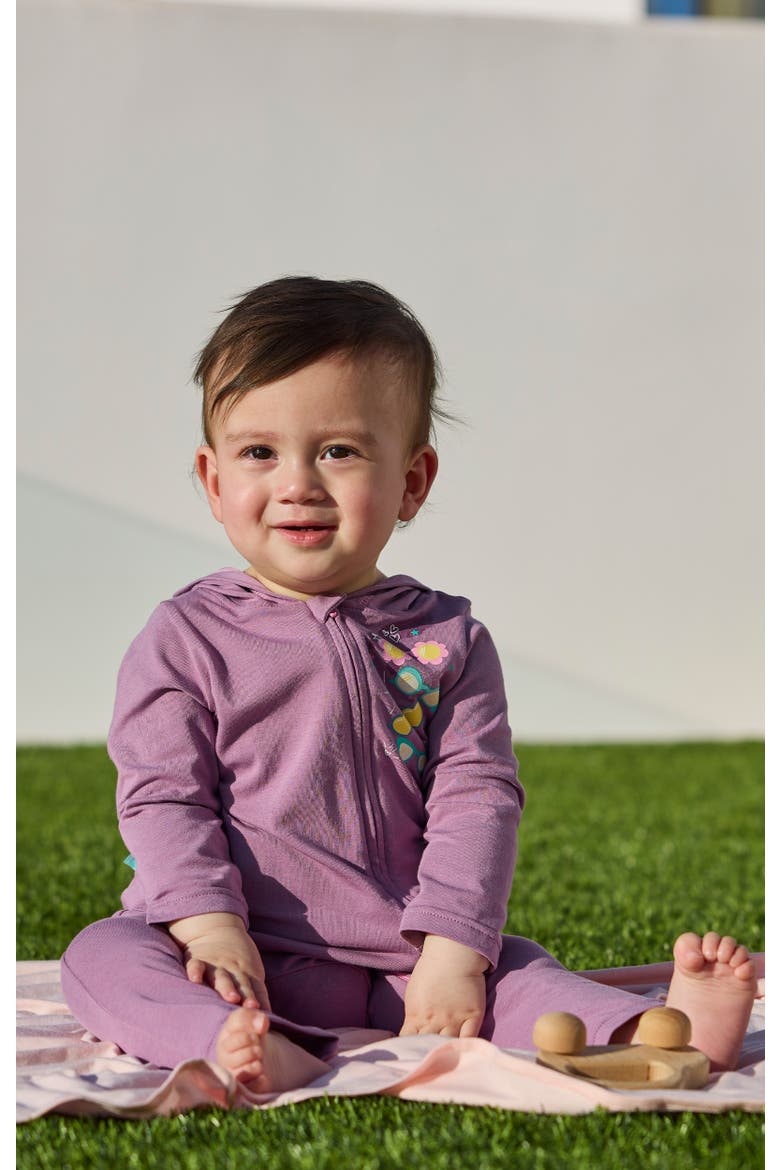 Hooded Everyday Romper, Alternate, color, Grape Sunny Shades