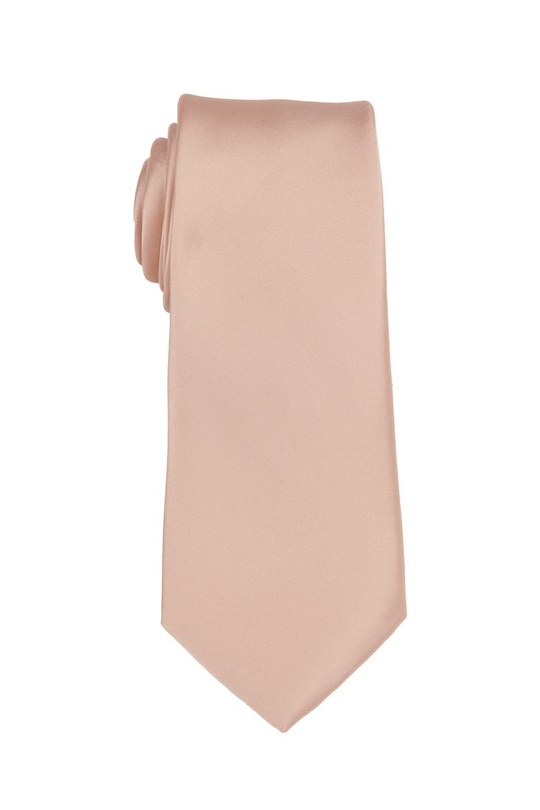 Men's Solid Satin Tie, Main, color, PALE BLUSH