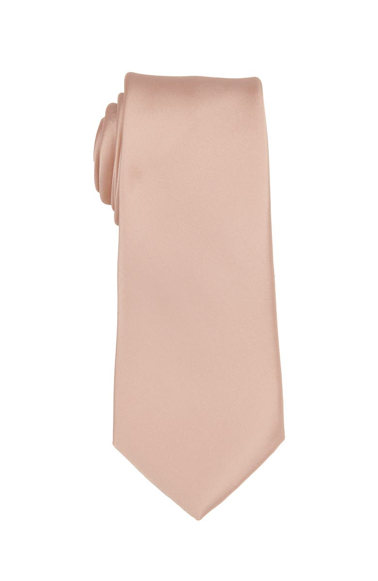 Brooklyn Brigade Men's Solid Satin Tie, Main, color, Pale Blush
