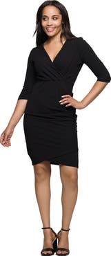 24seven Comfort Apparel V-neck Faux Wrap Dress