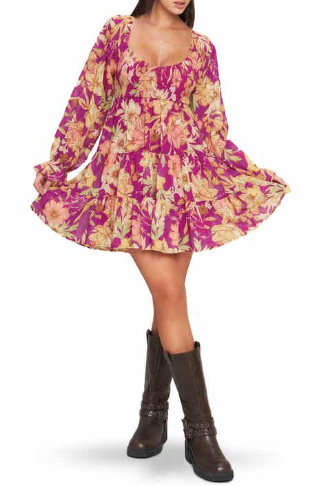 FLYING TOMATO Long Sleeve Minidress