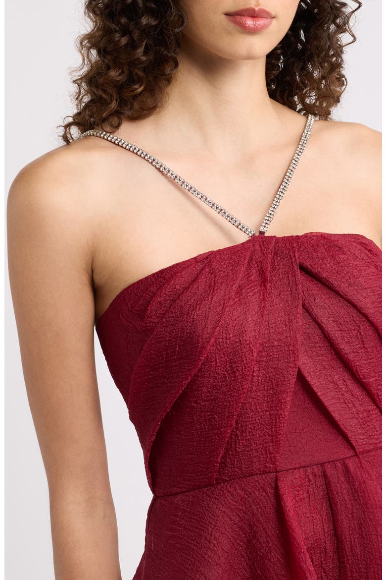Embellished Strap Tiered Ballgown, Alternate, color, WINE