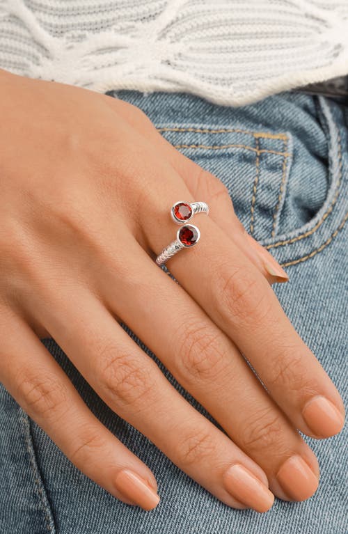 Ys Gems Sterling Silver Bypass Ring In Red